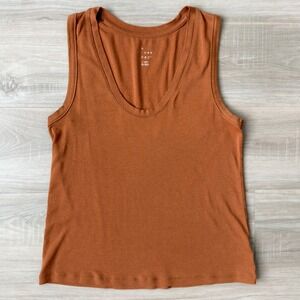Rust Orange Basic Tank Top Soft Stretch Everyday Minimalist Top XL